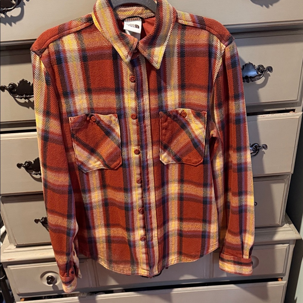 The North Face Rust and Blue Plaid Shirt